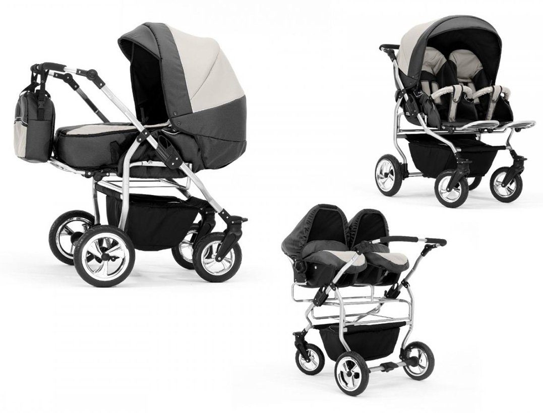 Zwillingswagen Duo 4 in 1 inkl. Sportsitze und Autositze in 20 Farben
