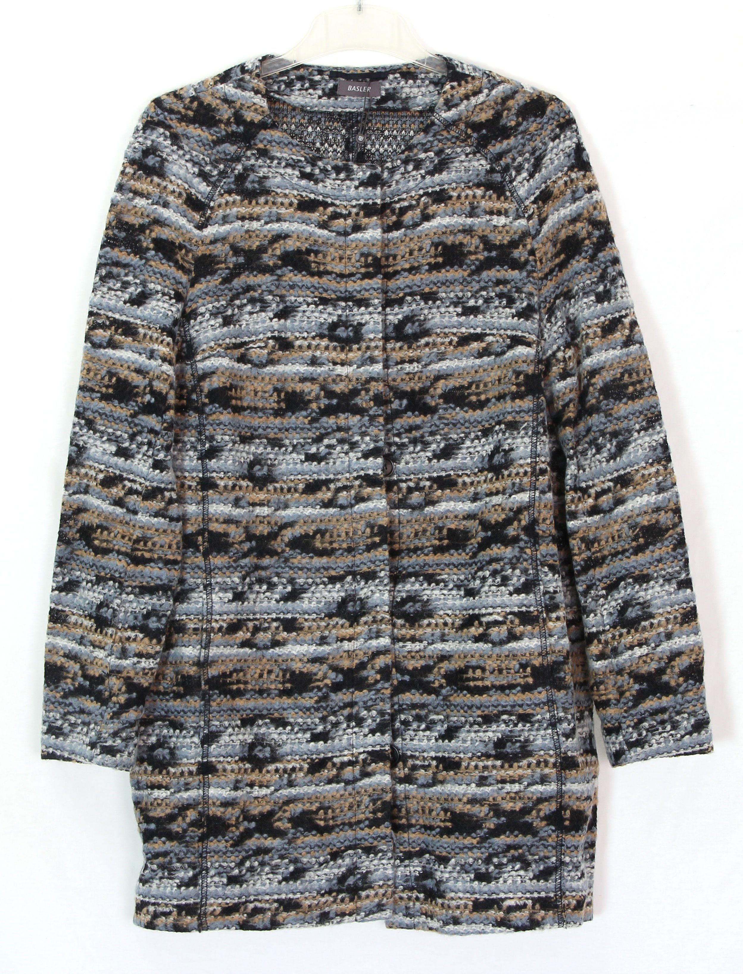 Basler Strickmantel Strick Jacke Strickmantel Mantel Damenjacke lang Schurwolle mit Reverskragen