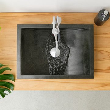 wohnfreuden Aufsatzwaschbecken Andesit Waschbecken PERAHU schwarz 50 cm (Kein Set), 4_591
