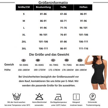 B.X Monokini Damen Einteiliger Vintage-Badean Bauchkontrolle , Bandeau-Bikini Neckholder schlankmachender Badeanzug gerüschter Push-Up-Badeanzug