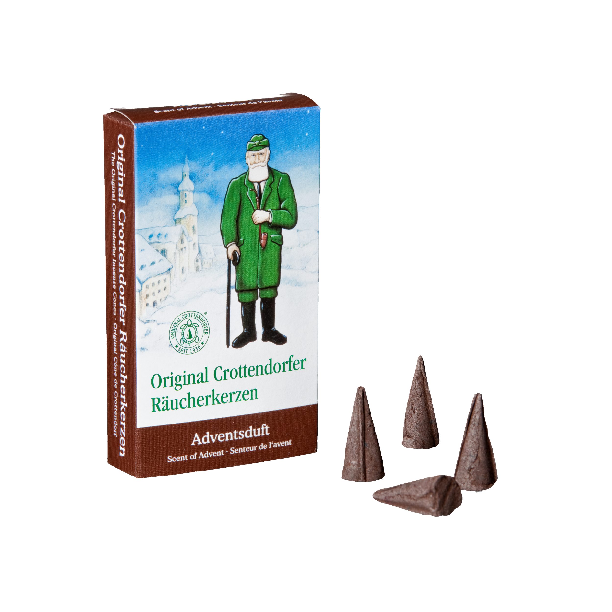 Crottendorfer Räucherkegel Original Crottendorfer Räucherkerzen Duft-Auswahl Weihnachtsdüfte (24 Stück pro Packung), Original Erzgebirge