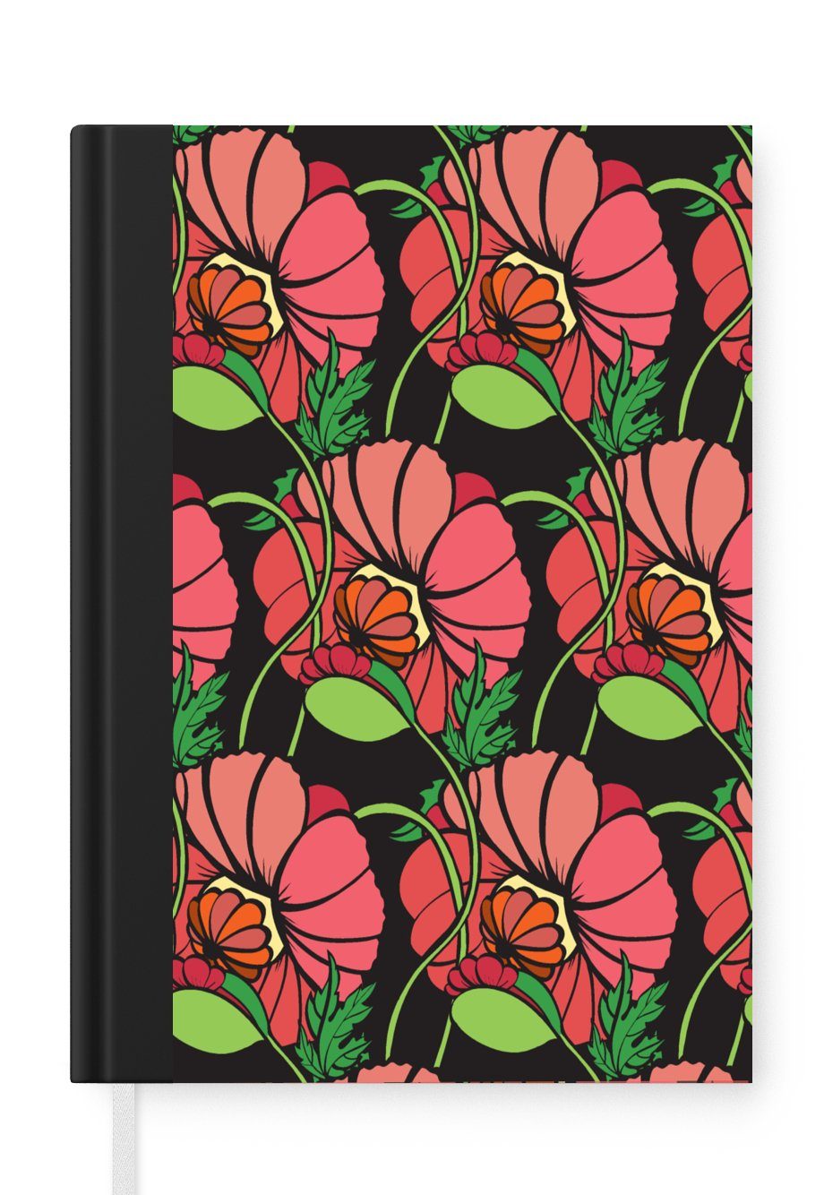 Notizbuch - Muster, Natur Rosa A5, 98 Blumen Seiten, Journal, - Notizheft, MuchoWow - Merkzettel, Tagebuch, Haushaltsbuch