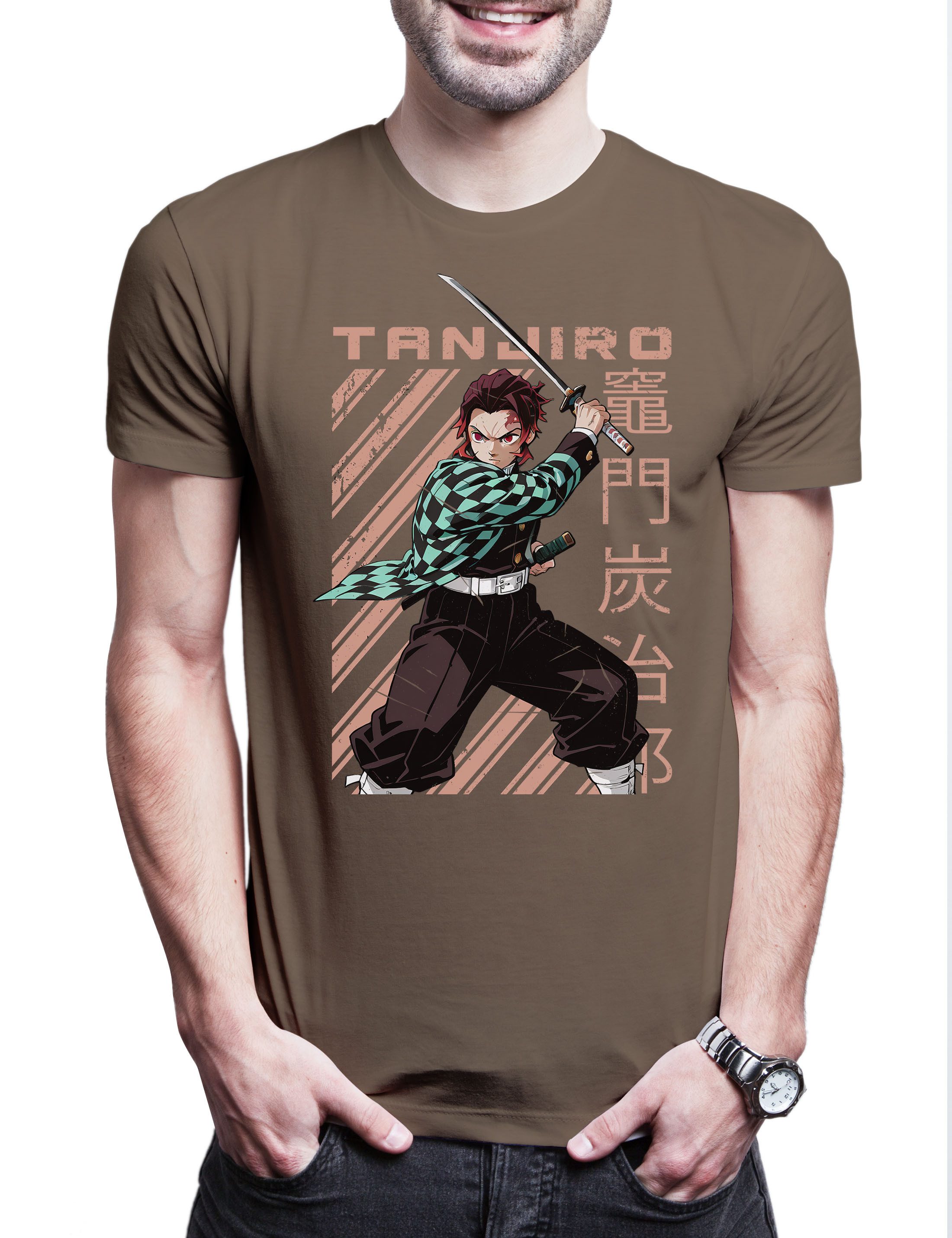 Print-Shirt Tanjiro Katana Herren T-Shirt Demon Kamado Nezuko Anime Slayer Zenitsu
