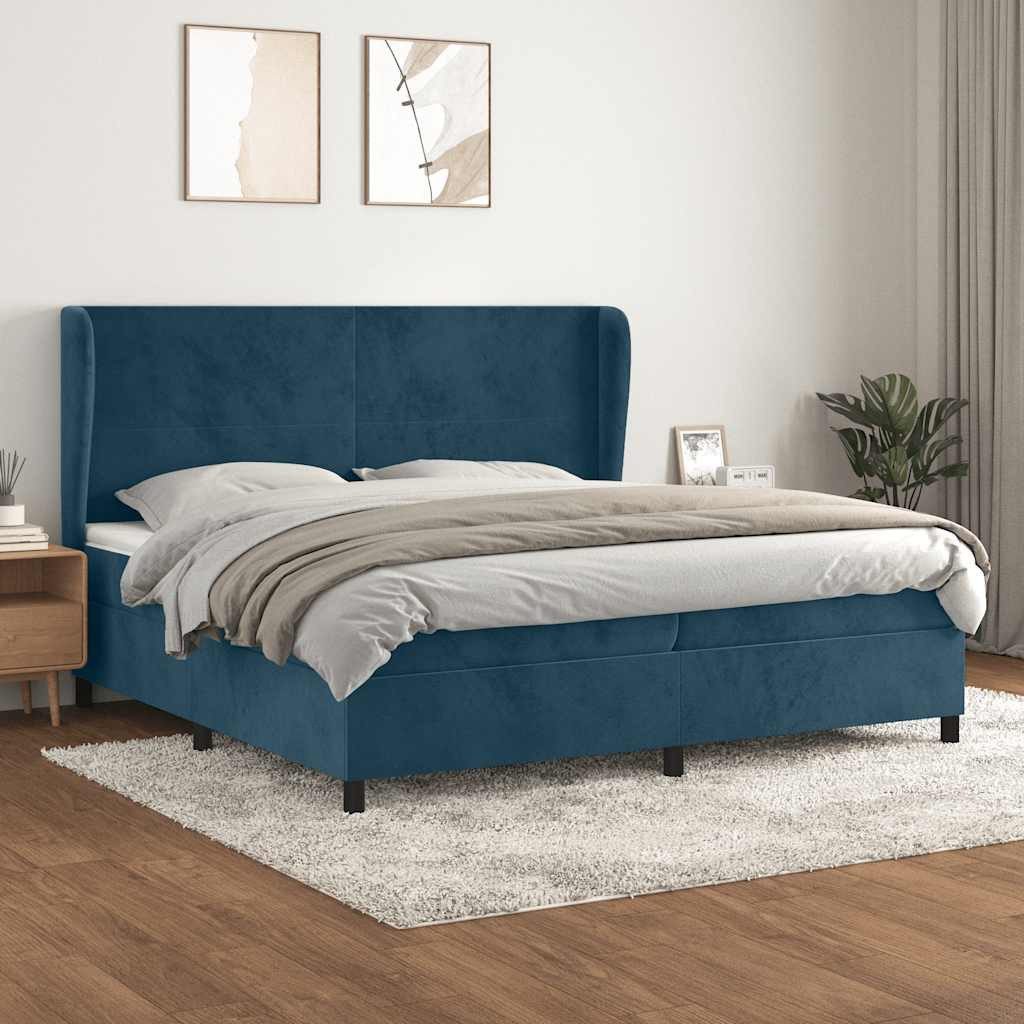 vidaXL Bett Boxspringbett mit Matratze Dunkelblau 200x200 cm Samt