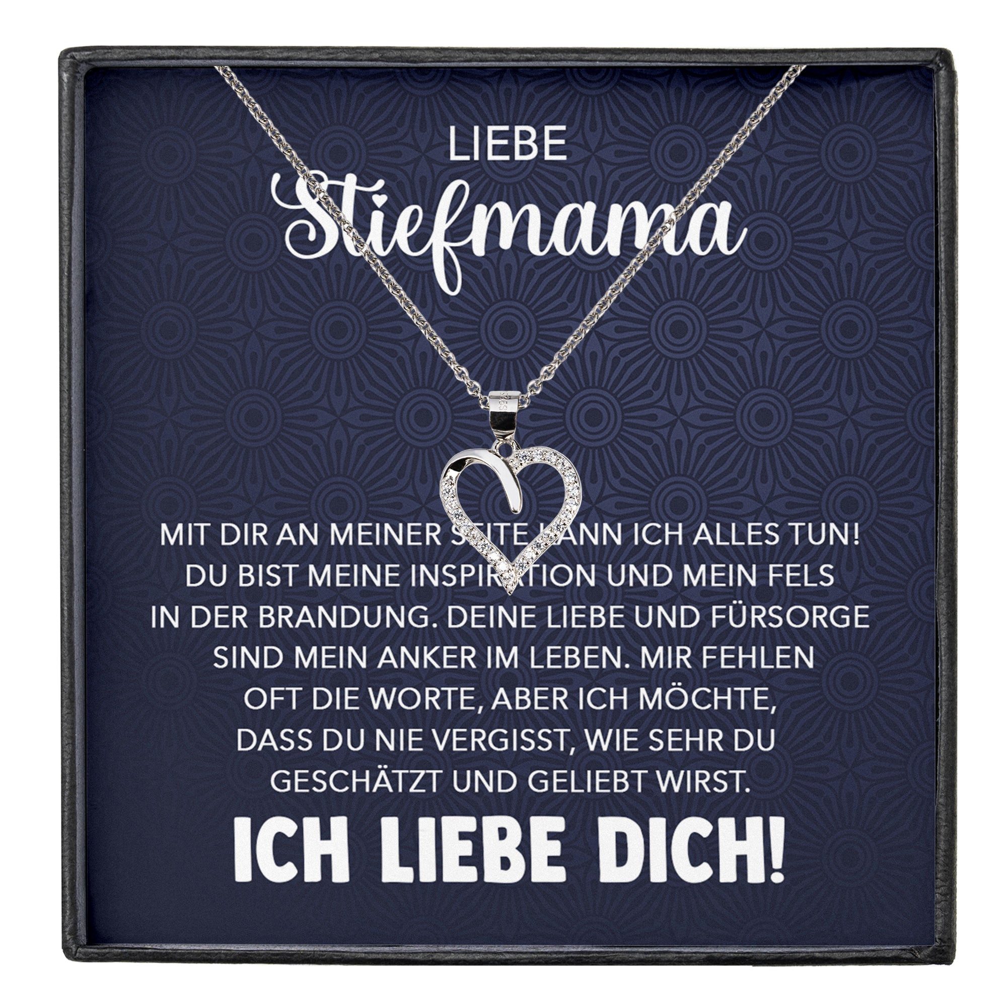 Schmuckset Stiefmama Geschenk Muttertag Bonus-Mama Herz Halskette Geburtstag