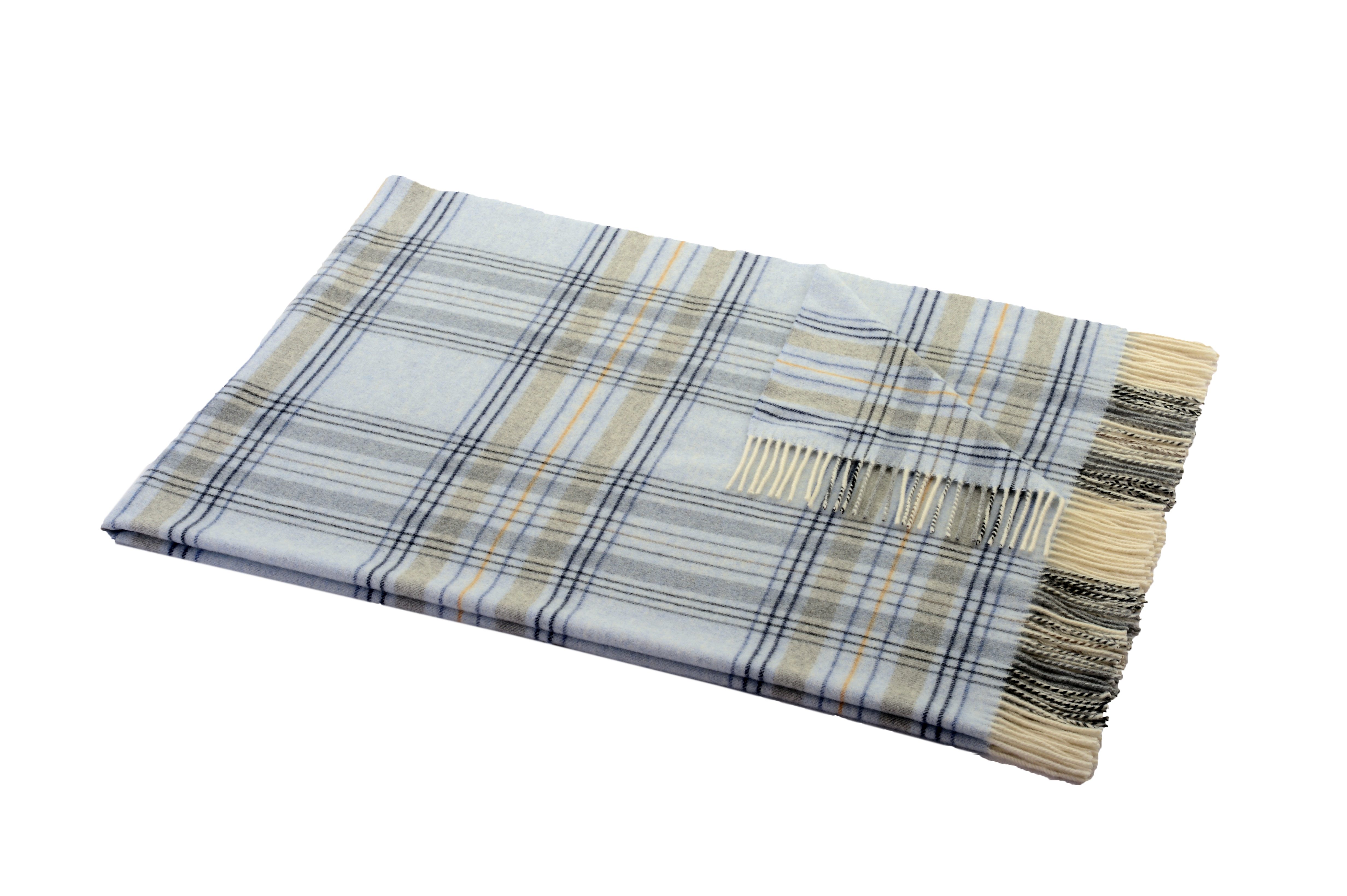 Wolldecke "BARI" 100% Lammwolle Wohn- und Reiseplaid mit Fransen, Steinbeck GmbH, Kariert