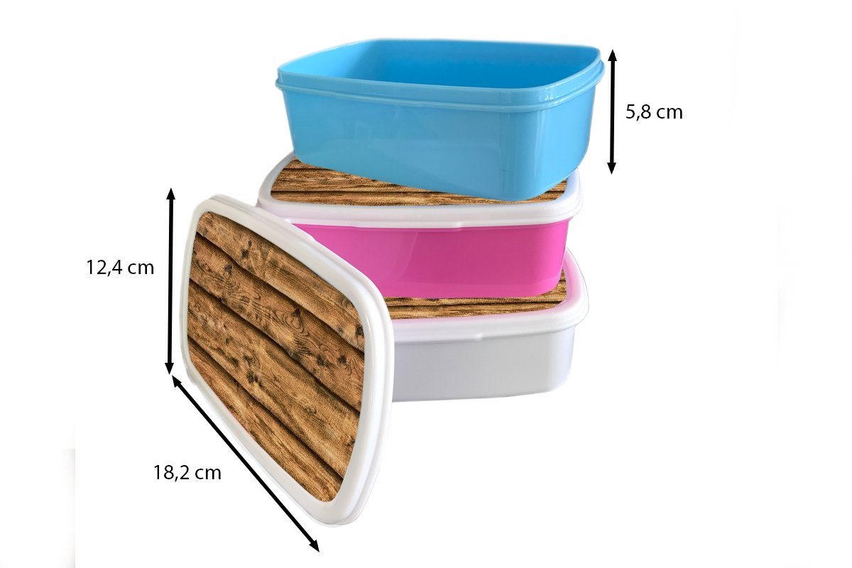 (2-tlg), Mädchen, rosa Holz, - Snackbox, Kunststoff, Kunststoff Brotdose Lunchbox Regale Erwachsene, für - Kinder, MuchoWow Rustikal Brotbox