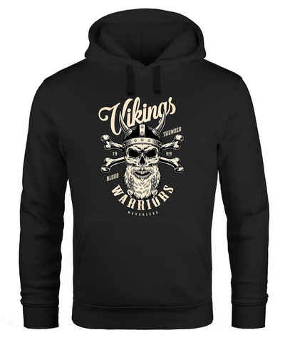 Neverless Hoodie Hoodie Herren Wikinger Vikings Totenkopf Warriors Print Kapuzen-Pullover Männer Neverless®