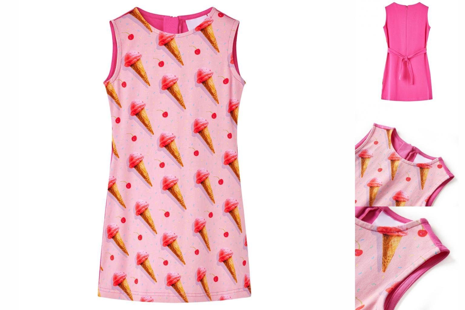 Knallrosa A-Linien-Kleid Eiscreme-Motiv vidaXL Kurz 116 Kinderkleid