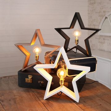 STAR TRADING LED Stern Holzstern Adventsstern Weihnachtsstern Tischlampe stehend 50cm E27