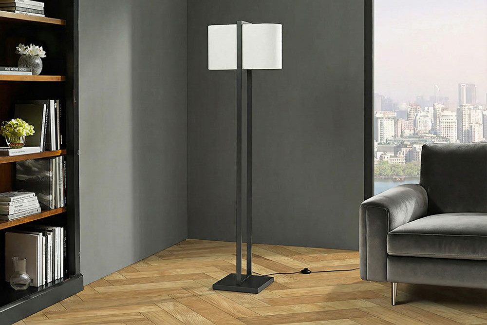riess-ambiente Stehlampe COLLEEN 160cm weiß/schwarz - Stoffschirm, mit Metallfuß, zeitlos, Ein-/Ausschalter, ohne Leuchtmittel, Moderne Leuchte - ideal für Wohnzimmer, Lofts oder im Büro