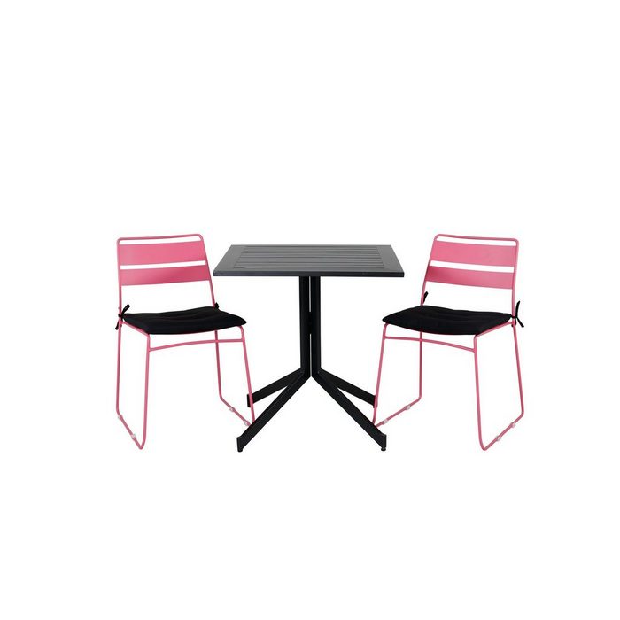 ebuy24 Garten-Essgruppe Way Gartenset Tisch 70x70cm und 2 Stühle Lina pink