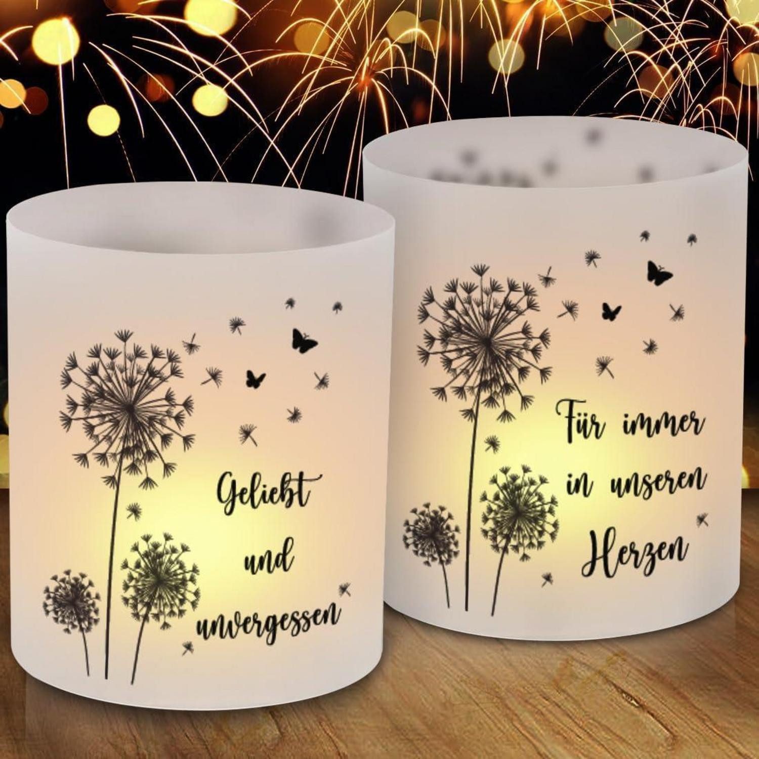 LuxusKollektion Windlicht Windlicht 12 Stück Trauerkerze Personalisiert Beerdigung Trauerlicht