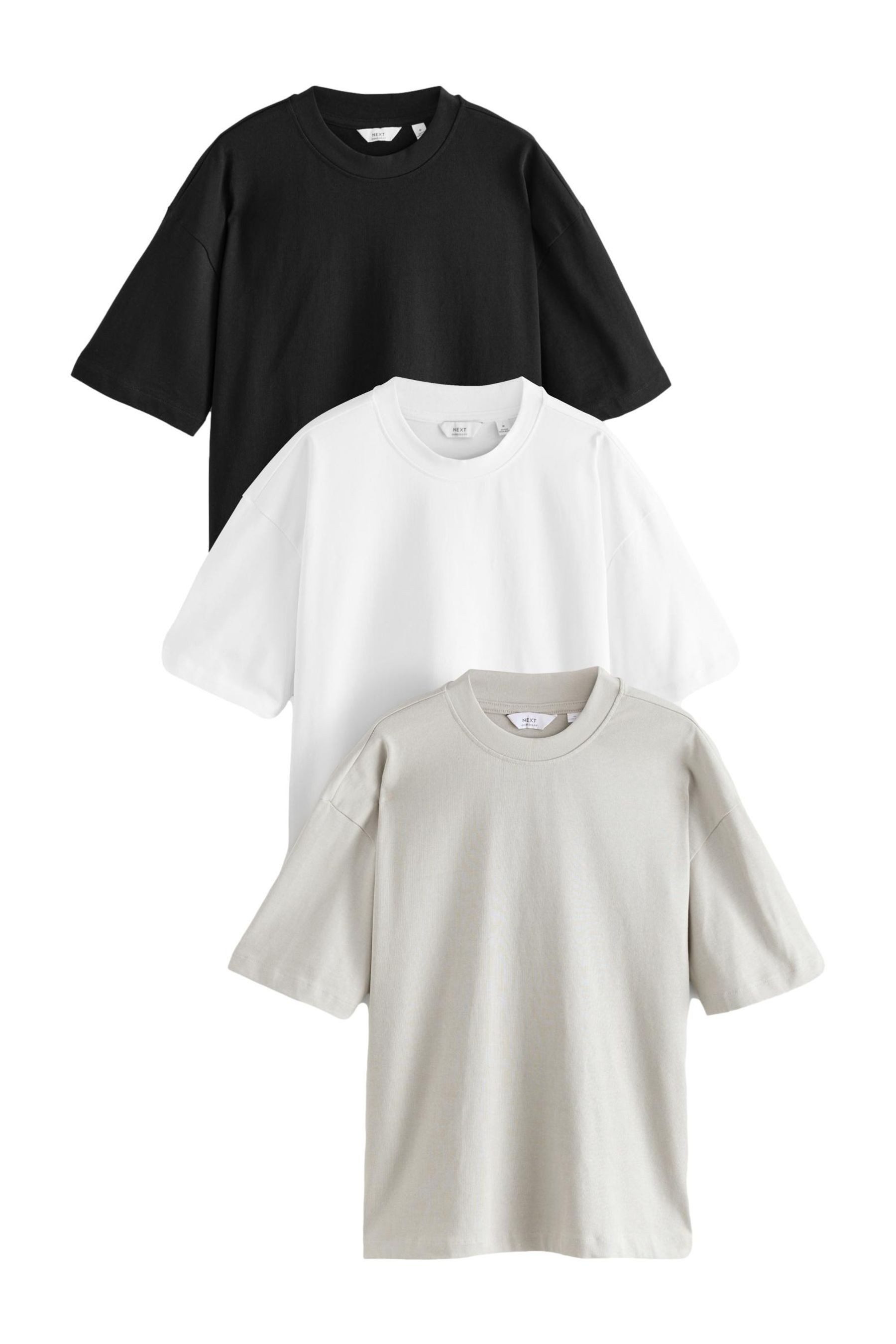 T-Shirt 3er-Pack Oversized T-Shirts aus schwerer Baumwolle