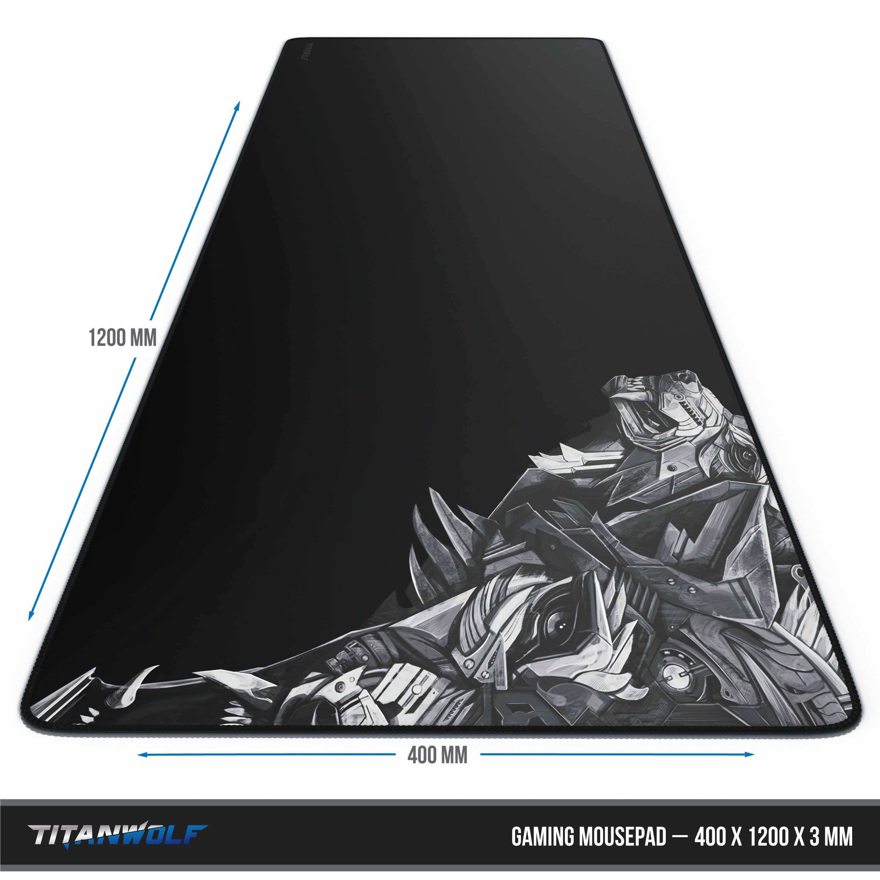 Titanwolf Gaming Mauspad XXXL Speed Mousepad 1200 x 400 x 3 mm, große Tischunterlage, rutschfest, abwaschbar, Geschwindigkeit & Präzision, Delta