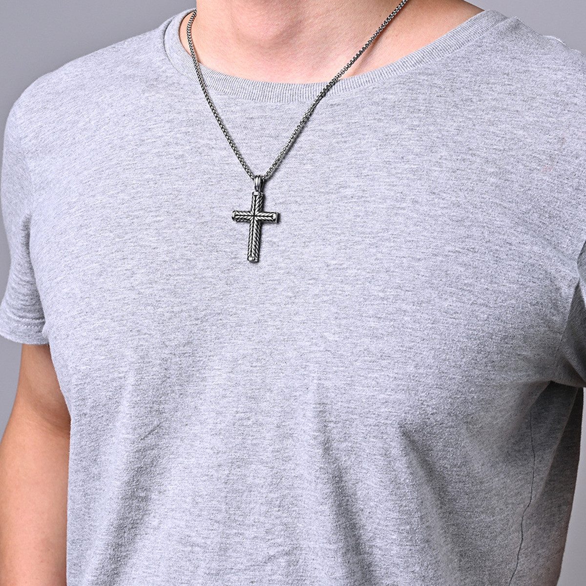 KARMA Kette mit Anhänger Herrenkette Kreuz Männerkette Halskette Silber Ede günstig online kaufen