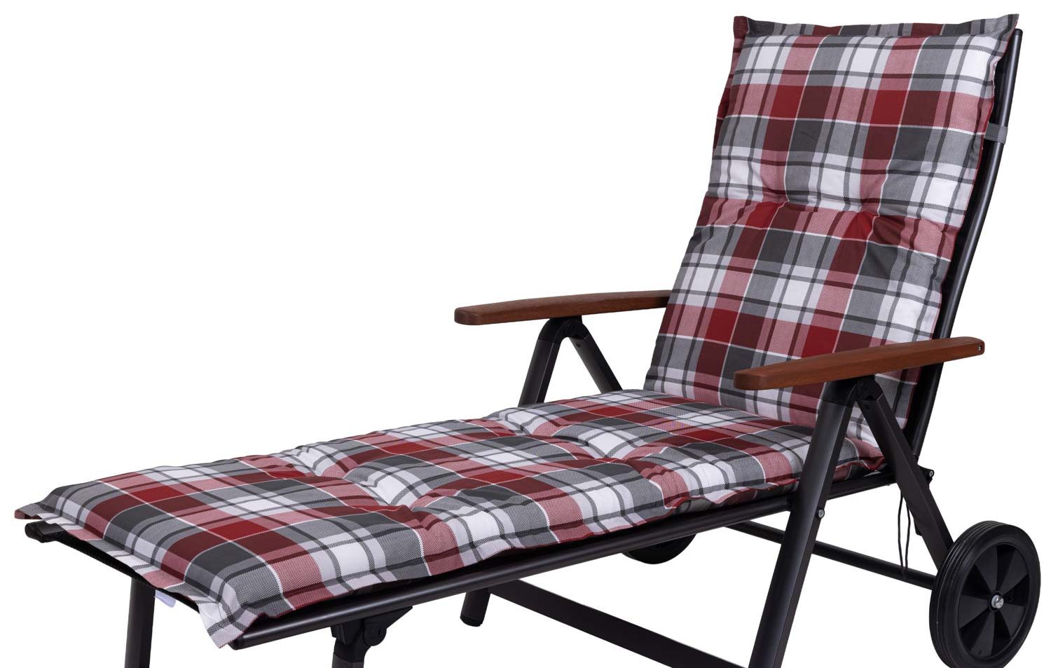 Sun Garden Liegenauflage Rollliege Prato/Neckar 10610-350 rot-grau-weiß kariert 189x62x7,5 cm, (1 St), Halteband verstellbar mit Bindebändern