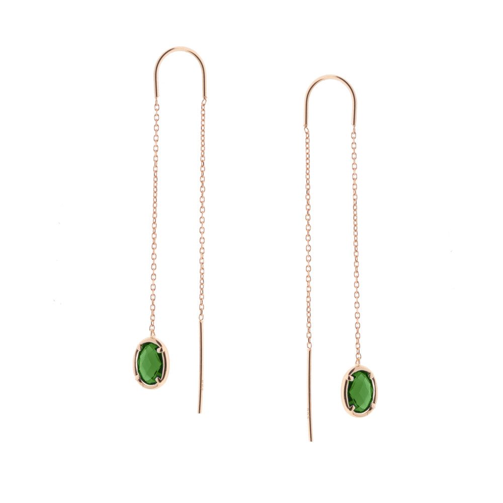 Golders Paar Ohrhänger Kettenohrringe aus 585 Rotgold mit Zirkonia (2-tlg., in verschiedenen Farben rot, blau, grün und lila), perfektes Goldschmuck für Damen