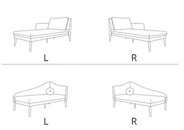 MOEBLO Chaiselongue BANGA, Zierkissen Beineholz Liegesofa,Récamière, Chaiselongue Relaxliege Ruheliege Liegestuhl Liegesessel, (BxHxT):160x86x80 cm