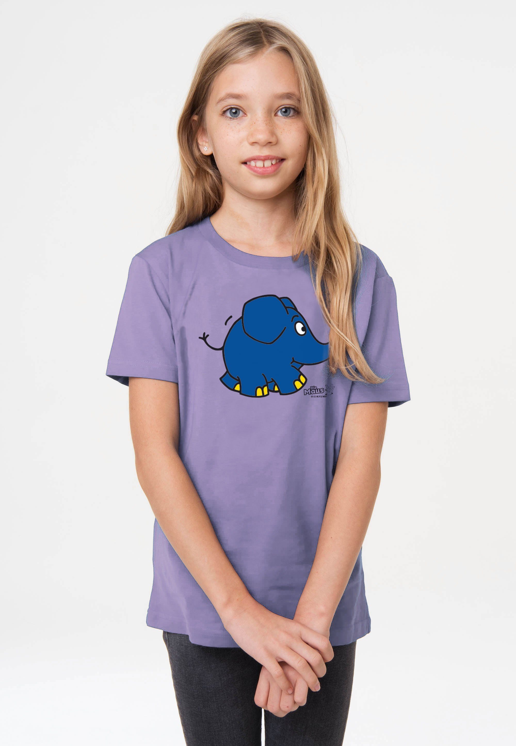 LOGOSHIRT T-Shirt Sendung mit der Maus - Elefant Törö mit coolem Print lila