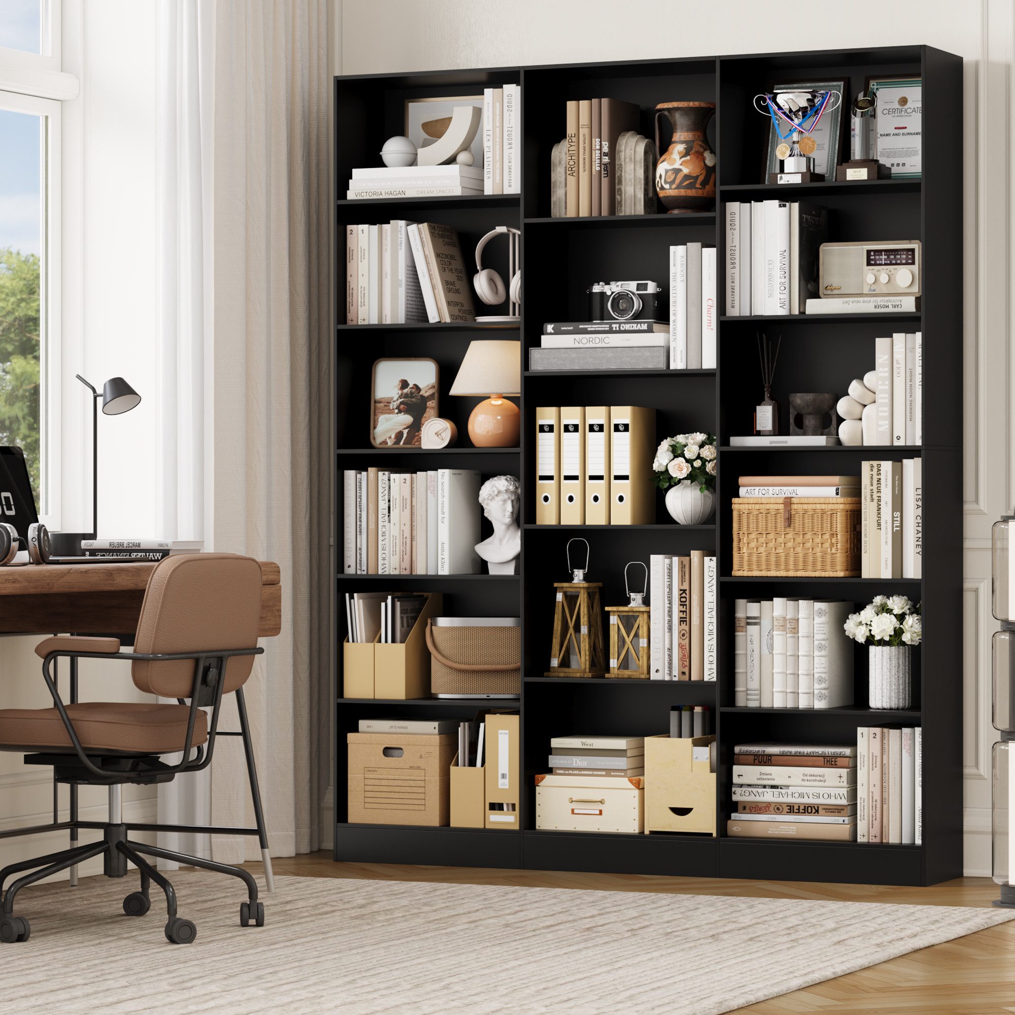 Homfa Bücherregal 188cm Standregal Büroregal Bücherschrank, mit 17 Fächern, 149x23,5x188cm – Bild 3 von 5