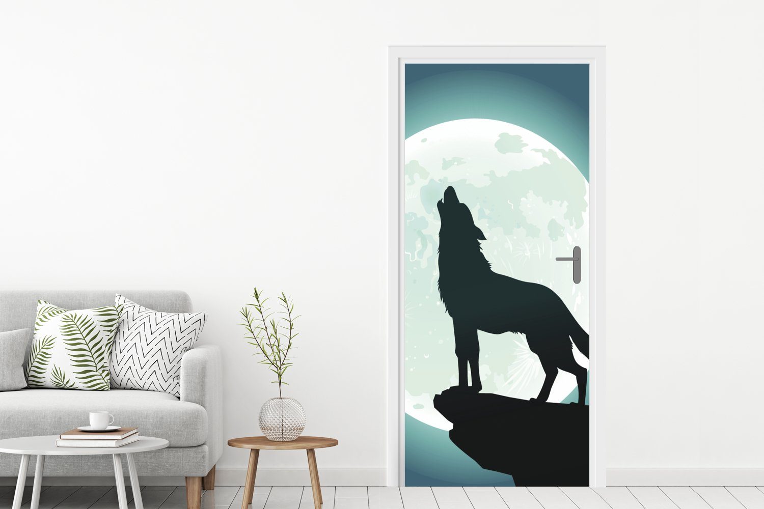 Wolf MuchoWow cm Mond 75x205 für - Matt, Fototapete (1 - St), Stein, Türaufkleber, bedruckt, Türtapete Tür,