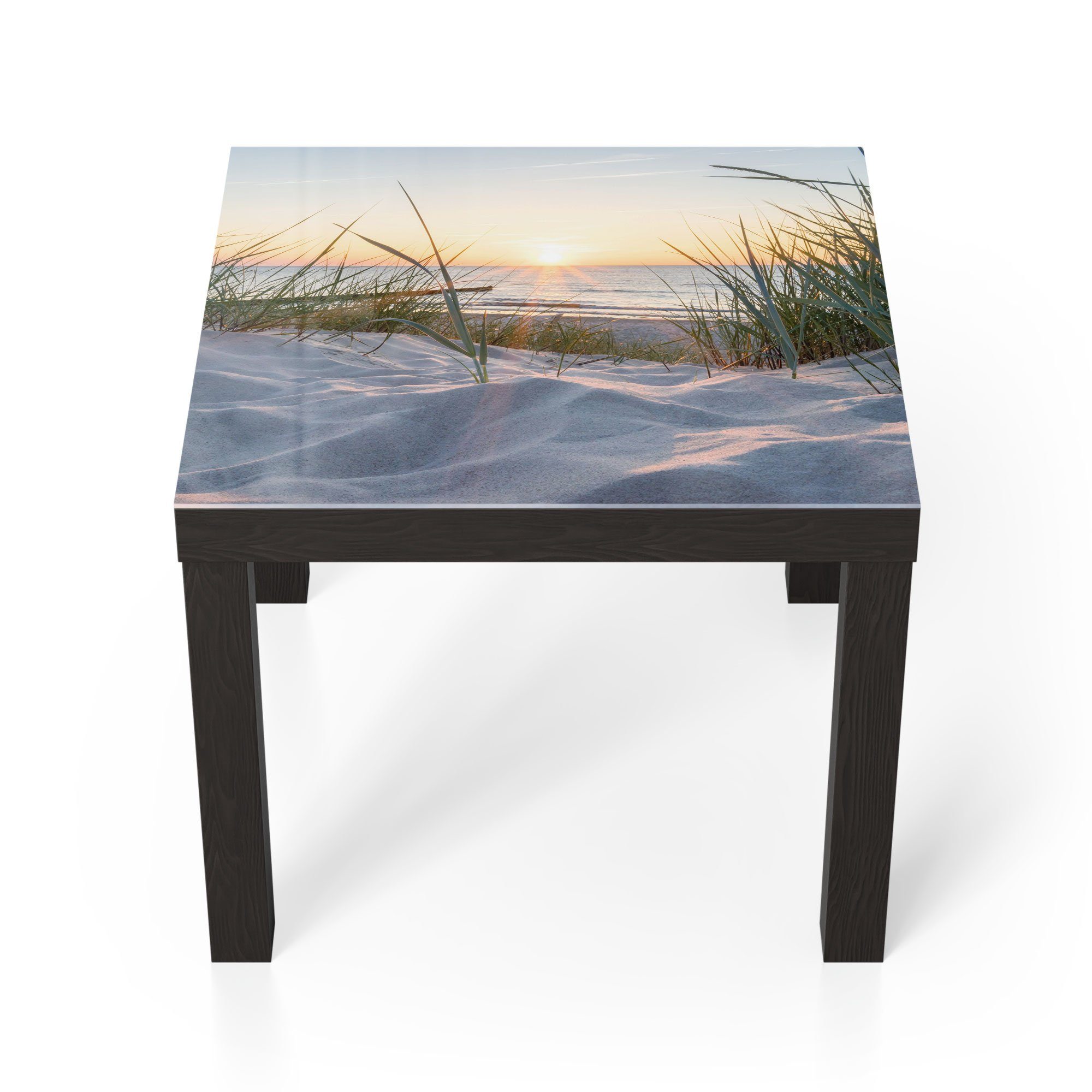 DEQORI Couchtisch 'Ostsee Sonnenuntergang', Glas Beistelltisch Glastisch modern Schwarz