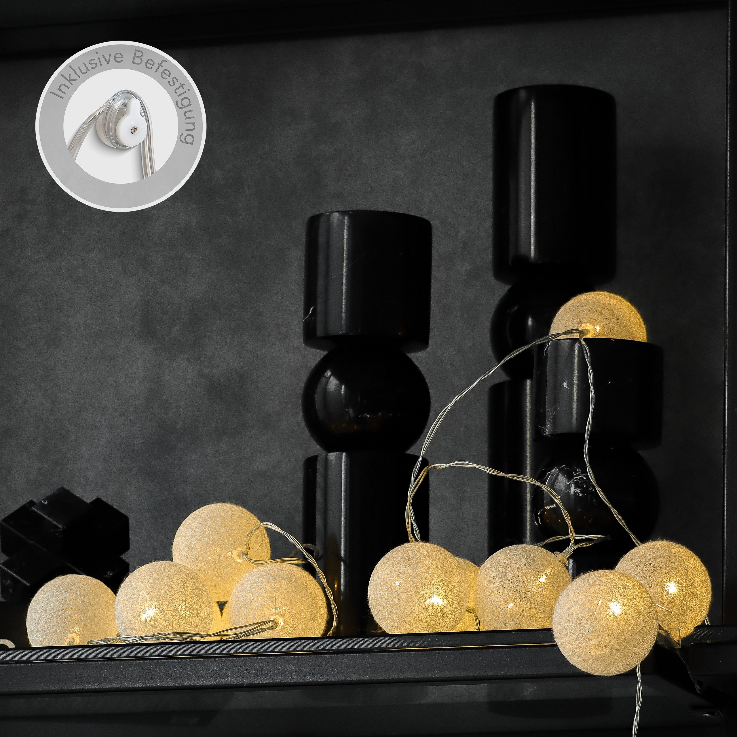 COZY HOME LED-Lichterkette Cotton Balls - Strombetrieben, 20 LED I 6m I War günstig online kaufen