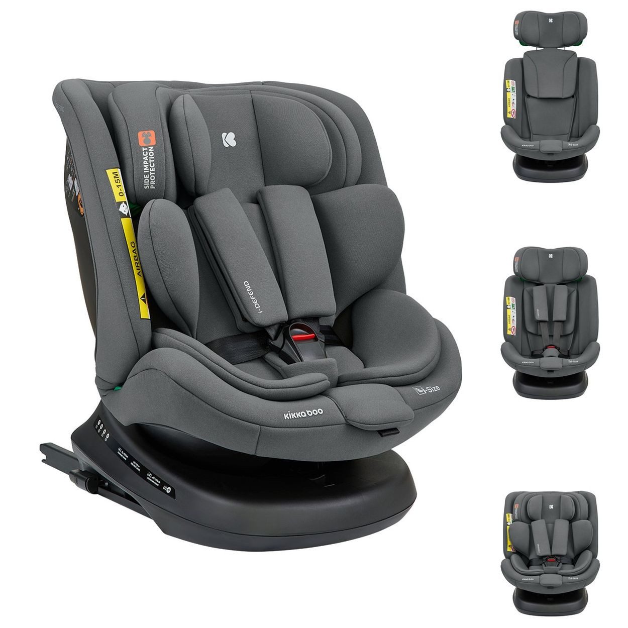 Kikkaboo Autokindersitz Kindersitz i-Defend i-Size, ab: 0, bis: 12, (40-150cm) Isofix, 360 Grad Drehung, SPS