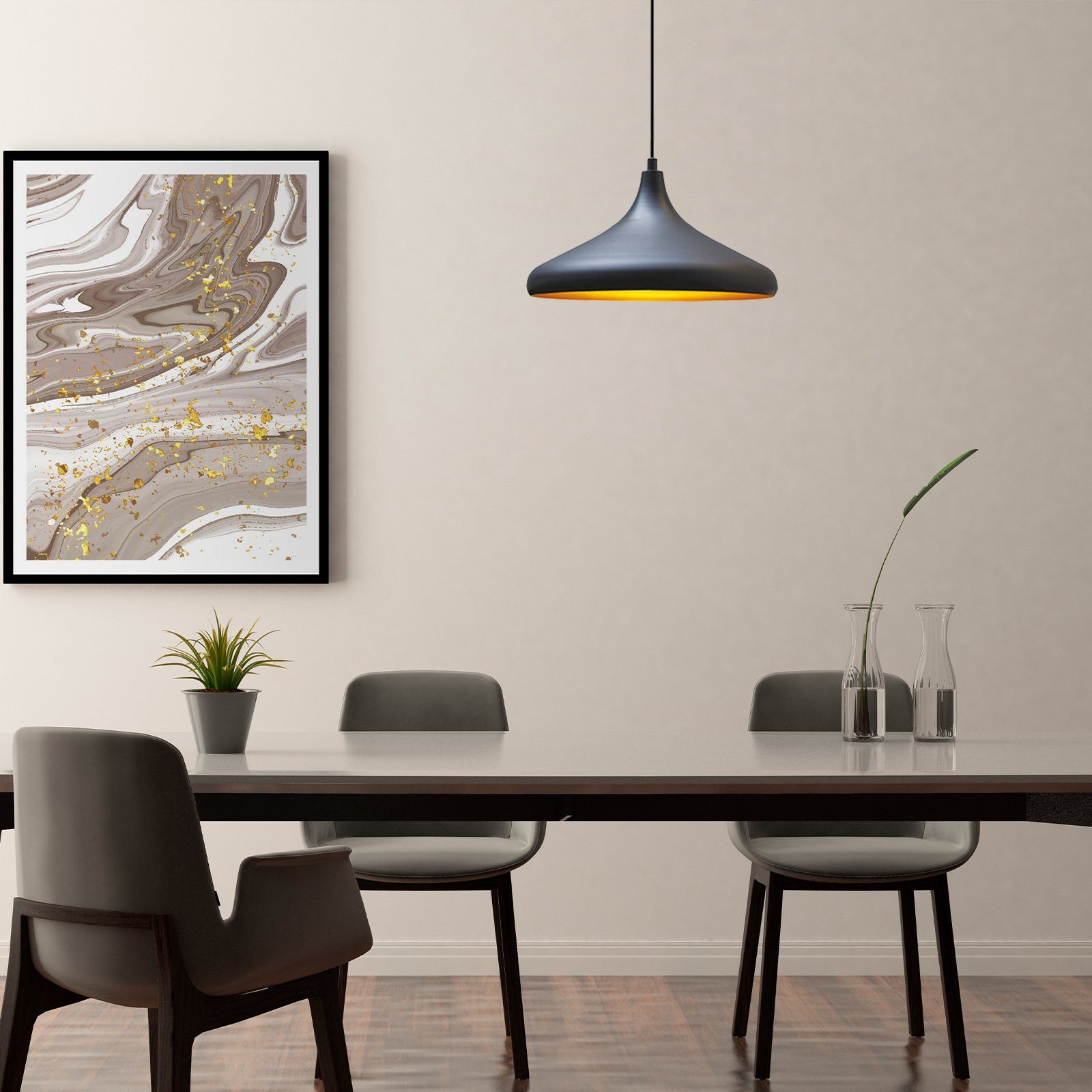 Bamyum Pendelleuchte Champion Pendelleuchte mit Stecker 35 cm, Metall mit 450 cm Kabel, ohne Leuchtmittel