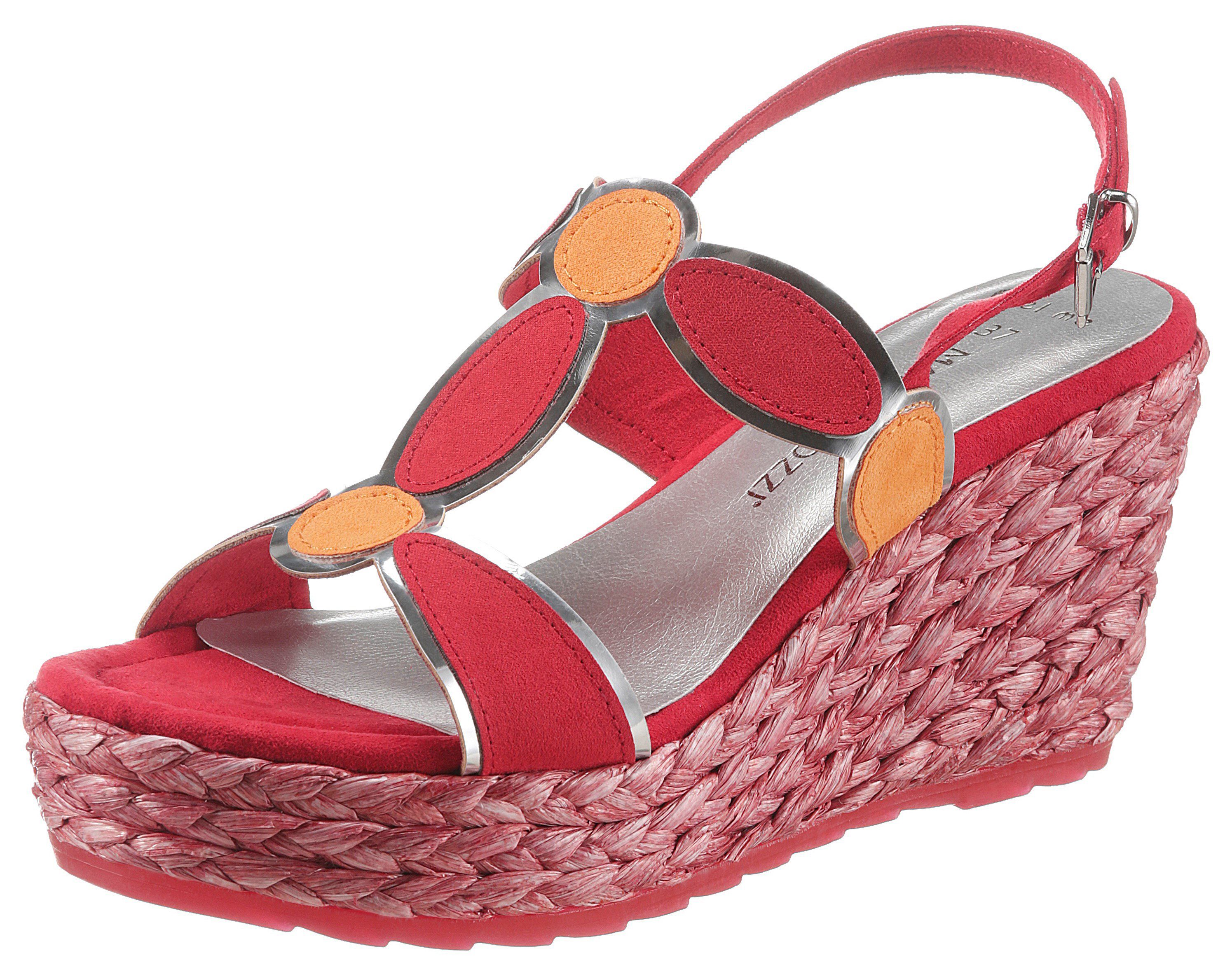 MARCO TOZZI Keilsandalette im Retro-Look, Mit Metallic-Details und  Bastbesatz am Absatz online kaufen | OTTO