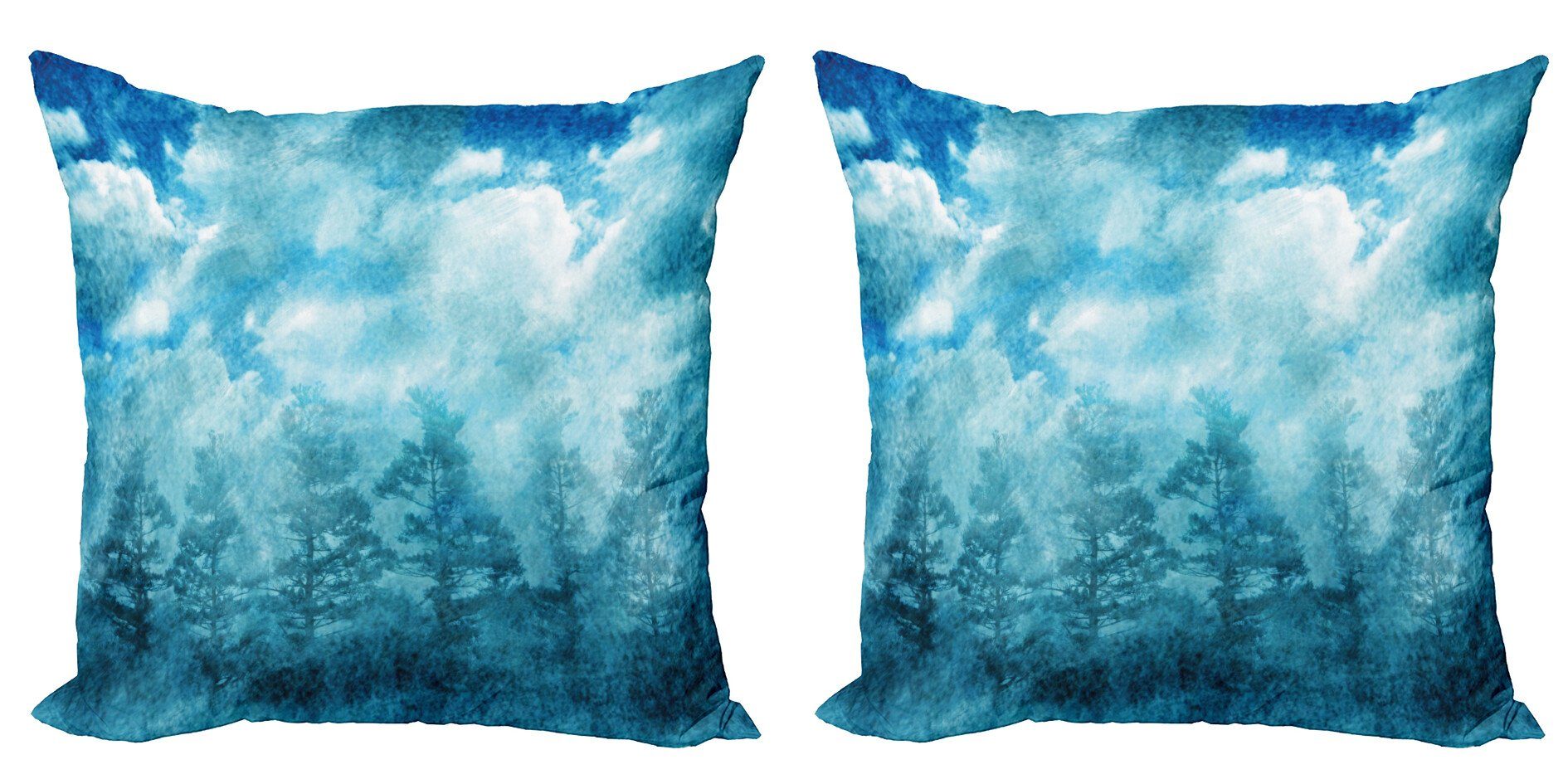 Kissenbezüge Modern Accent Doppelseitiger Digitaldruck, Abakuhaus (2 Stück), Blau Grunge Himmel neblige Nacht