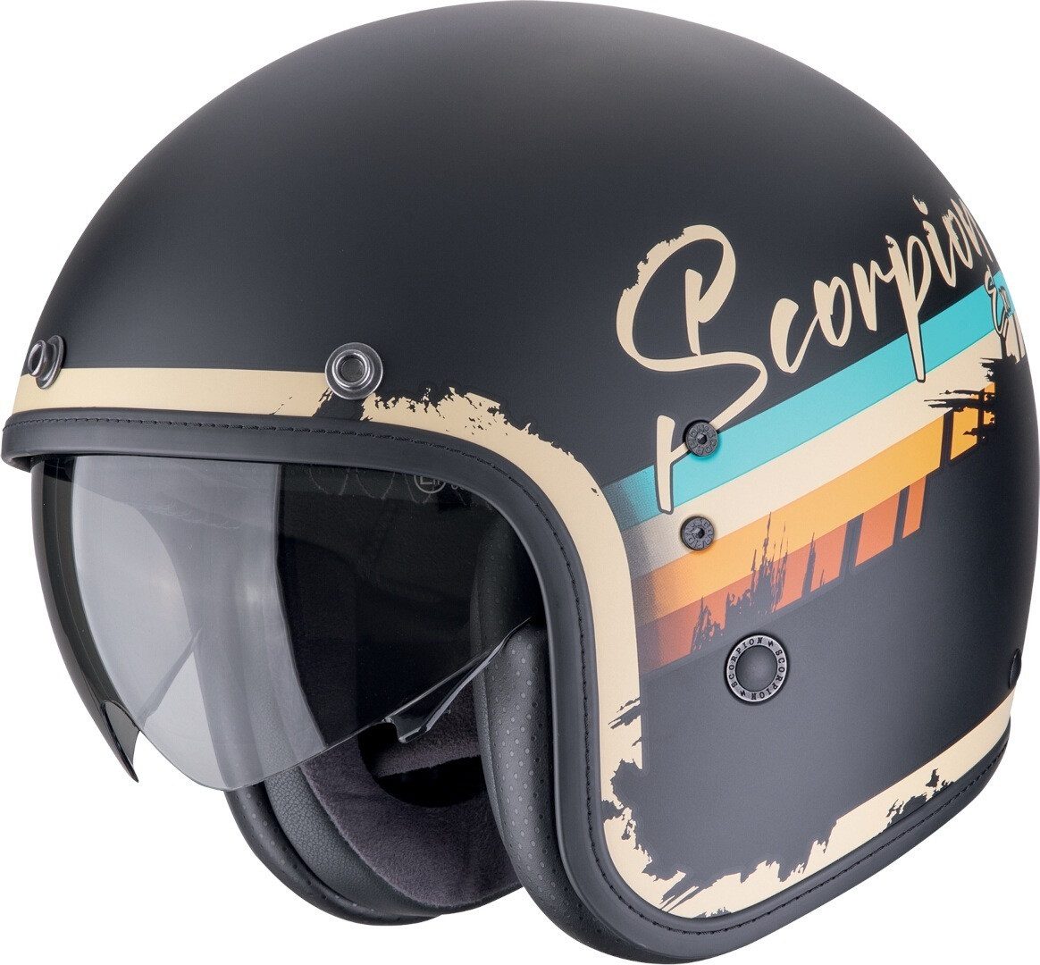 Scorpion Exo Motorradhelm Belfast Evo Adonis Jethelm, Integriertes Sonnenvisier