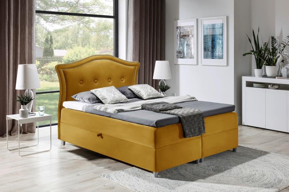 99rooms Boxspringbett Marlon (Schlafzimmerbett, Bett), mit Taschenfederkern Matratze, Topper, Bettkasten, Kopfteil gepolstert