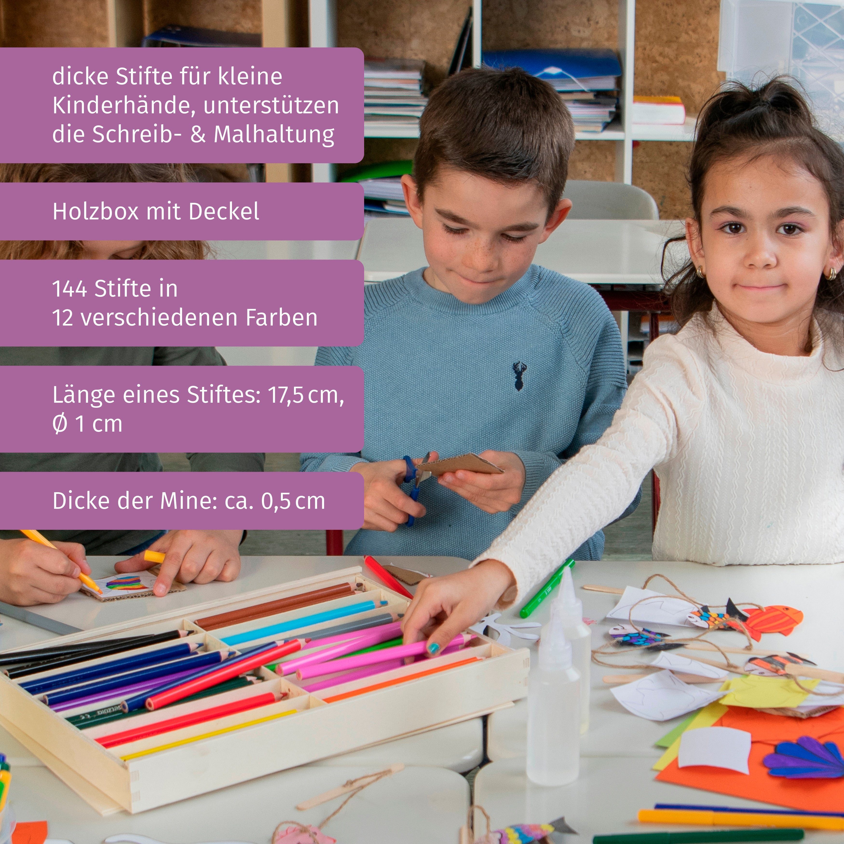 Betzold Buntstift 144 dicke Dreikantstifte, 17,5 cm lang – Buntstifte Kinder