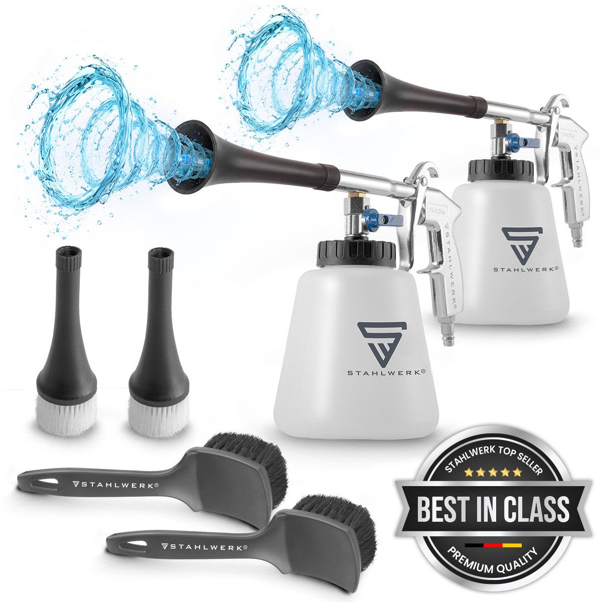 STAHLWERK Druckluftwerkzeug 2 x Druckluft-Reinigungspistole RP-90 ST Tornado-Effekt, (Paket, 3-tlg., Set), zum effektiven Reinigen von verschmutzen Oberflächen