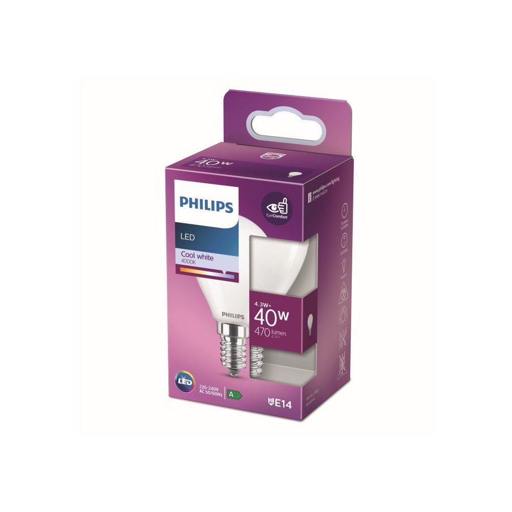 Philips LED-Leuchtmittel E14 Tropfenform 4,3 W 470 lm 8 x 4,5 cm (H x Ø) günstig online kaufen