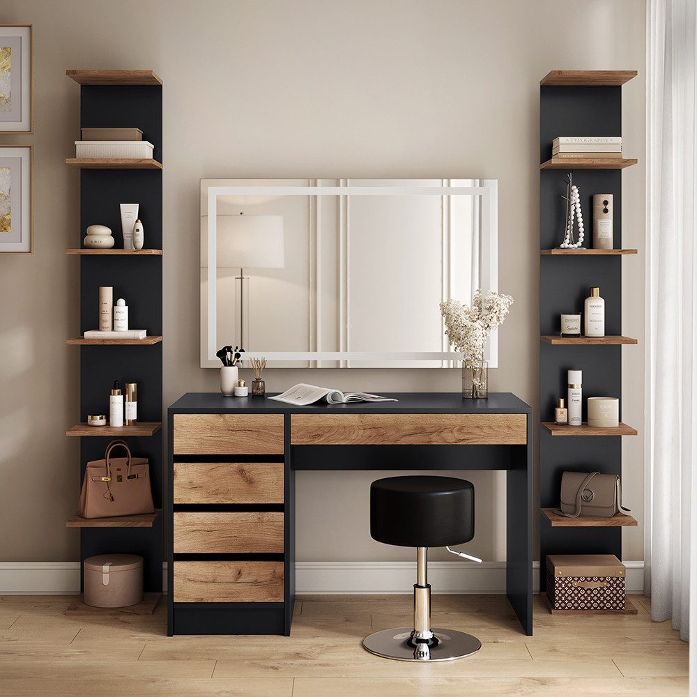 Vicco Bücherregal Paolo, Anthrazit/Goldkraft Eiche, 28 x 190 cm 2er Set, 2-tlg.