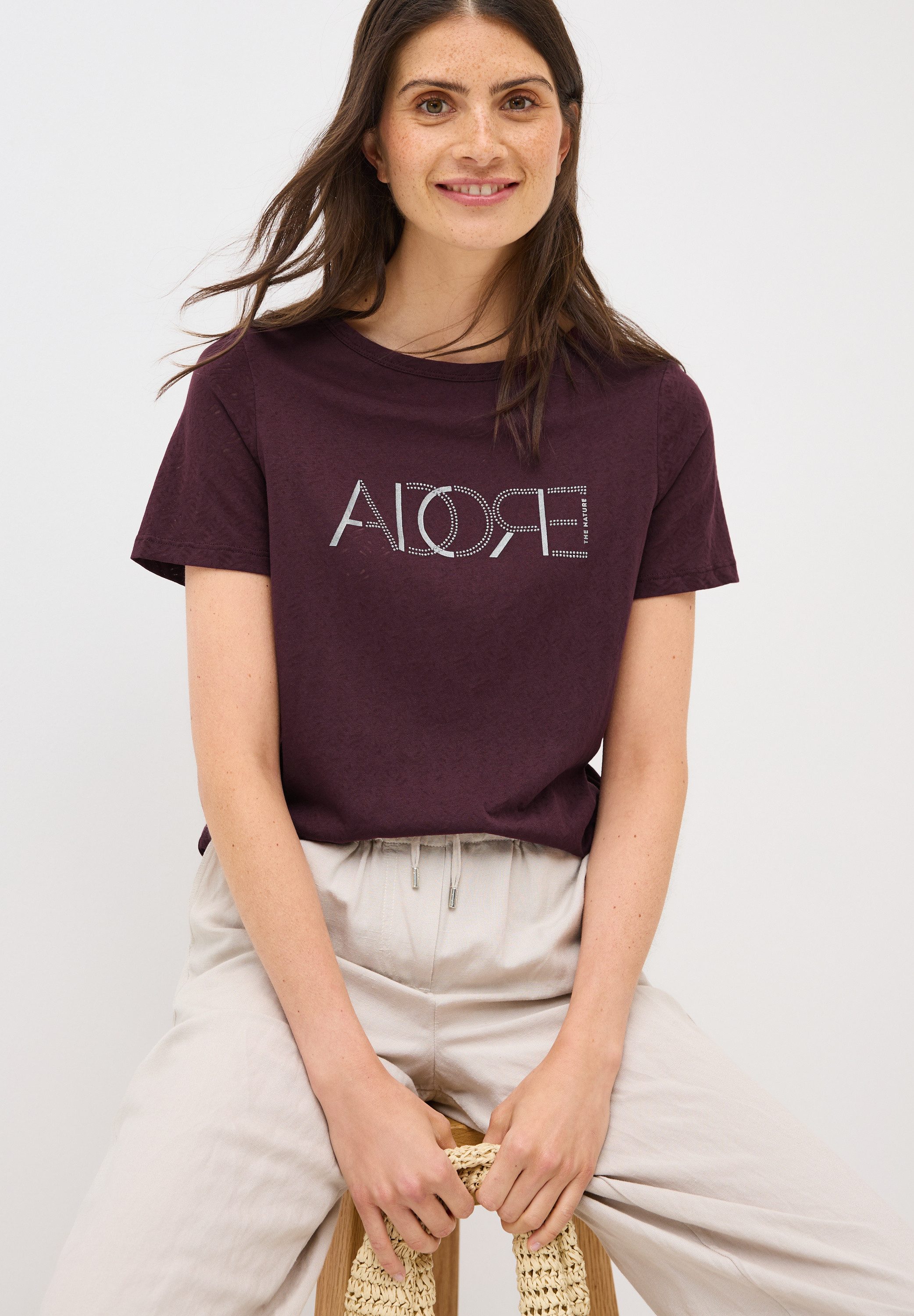 Cecil T-Shirt, in Ausbrenner-Optik mit Wording günstig online kaufen