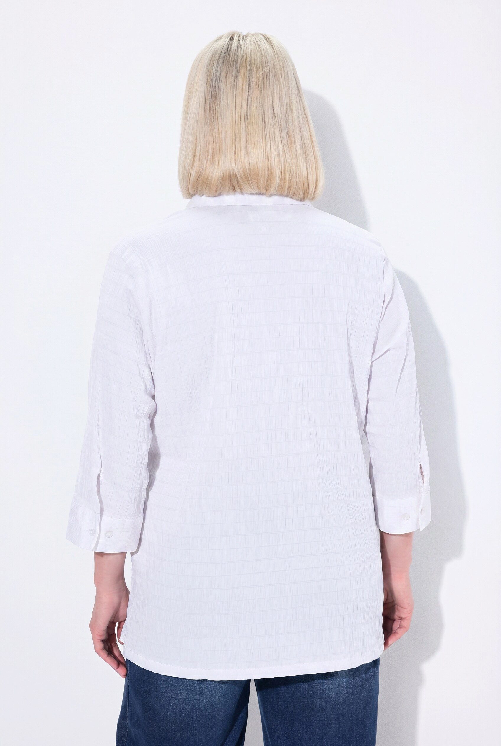 Ulla Popken Hemdbluse Bluse Bubble-Qualität Hemdkragen 3/4-Arm