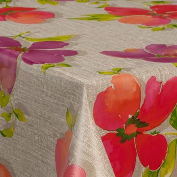 laro Tischdecke Wachstuch-Tischdecken Weihnachten Blumen Rot Violett rechteckig