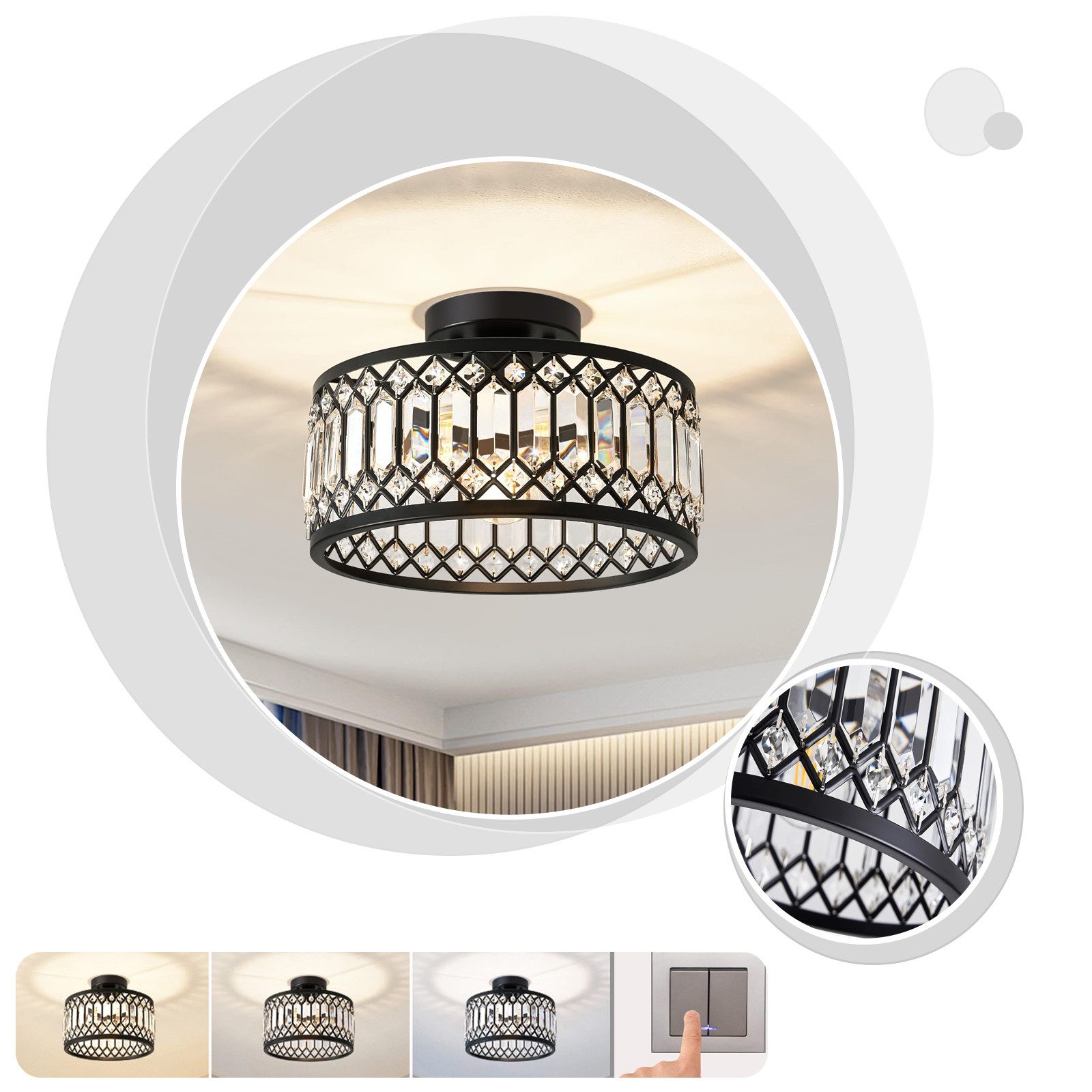 Jibenhome LED Deckenleuchte Moderne Kristall Deckenleuchte, günstig online kaufen