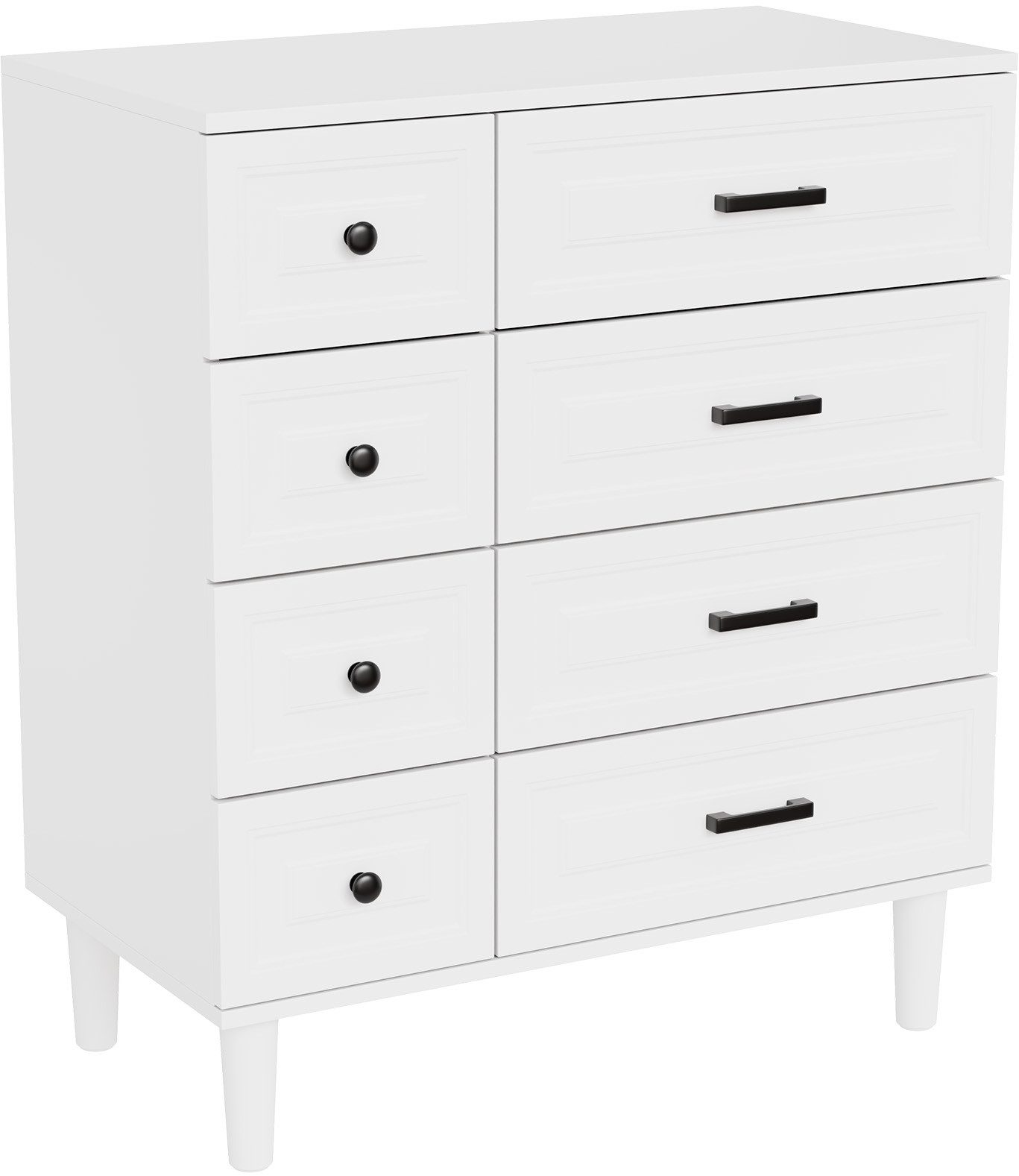 HOMAVO Kommode DG3 mit 8 Schubladen– modernes Design mit Füßen-75x40x87 cm, FSC®-zertifiziert, pflegeleicht, Innenprägung-Front mit Tiefziehfolie