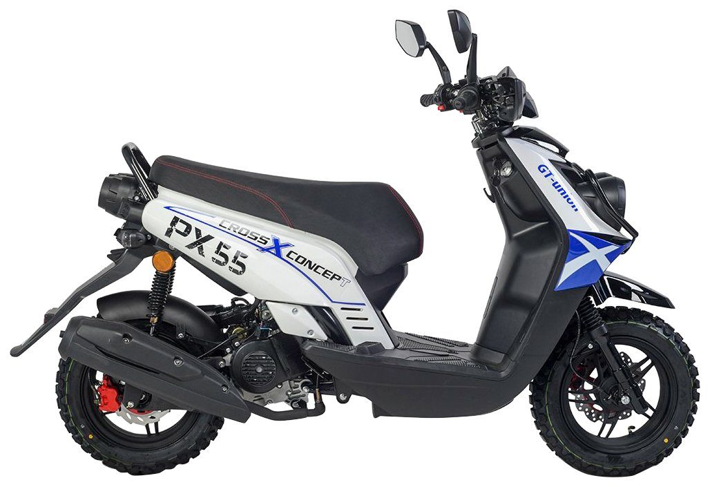 GT UNION Motorroller PX 55 km/h, 5 Cross-Concept, 45 ccm, Euro 50 weiß/blau/schwarz