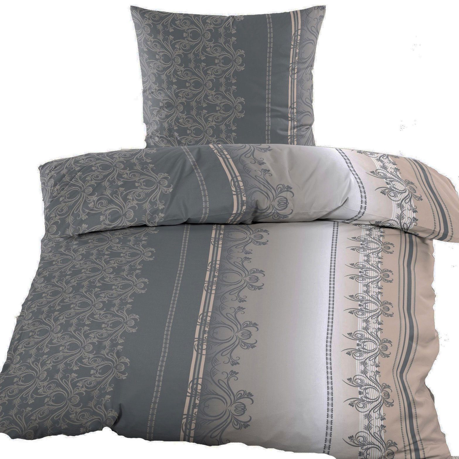 KH-Haushaltshandel Bettwäsche 2-tlg. Baumwoll Biber Winter Bettwäsche 135x2 günstig online kaufen