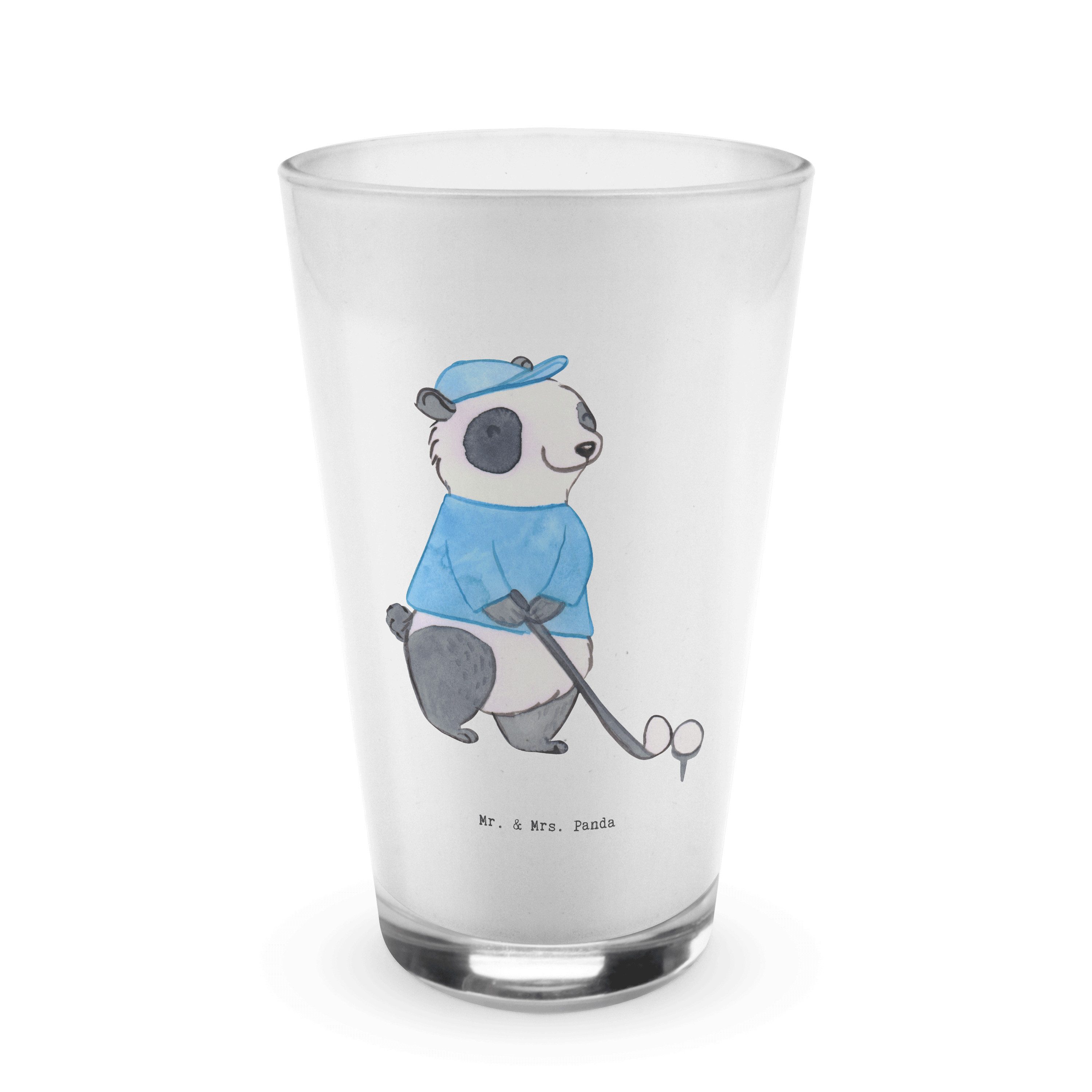 Mr. & Mrs. Panda Glas Panda Golfen - Transparent - Geschenk, Golf Verein, Auszeichnung, Gol, Premium Glas, Edles Matt-Design