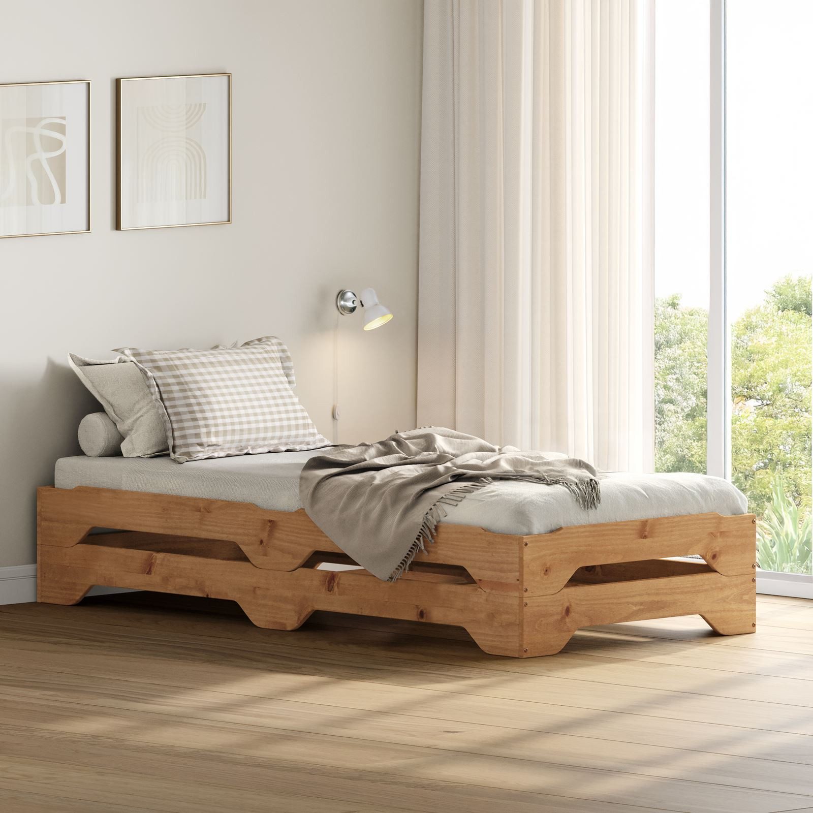 IDIMEX Funktionsbett RONNY, Gästebett aus Massivholz stapelbar eiche farben günstig online kaufen