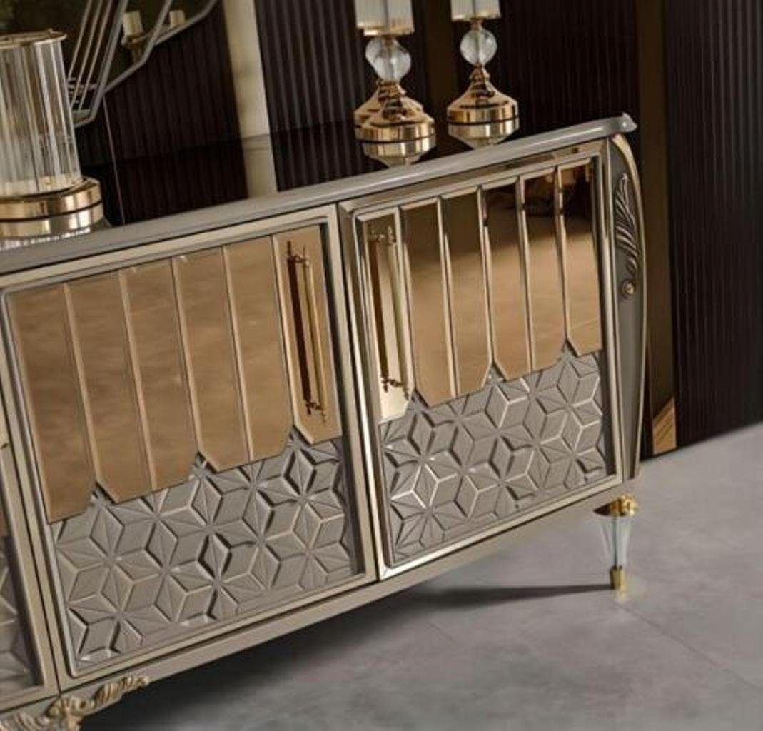 JVmoebel Schrank Anrichte), Gold Sideboard St., Europa Made Anrichte Anrichte Wohnzimmer Holz Spiegel (1 in Beige 1x