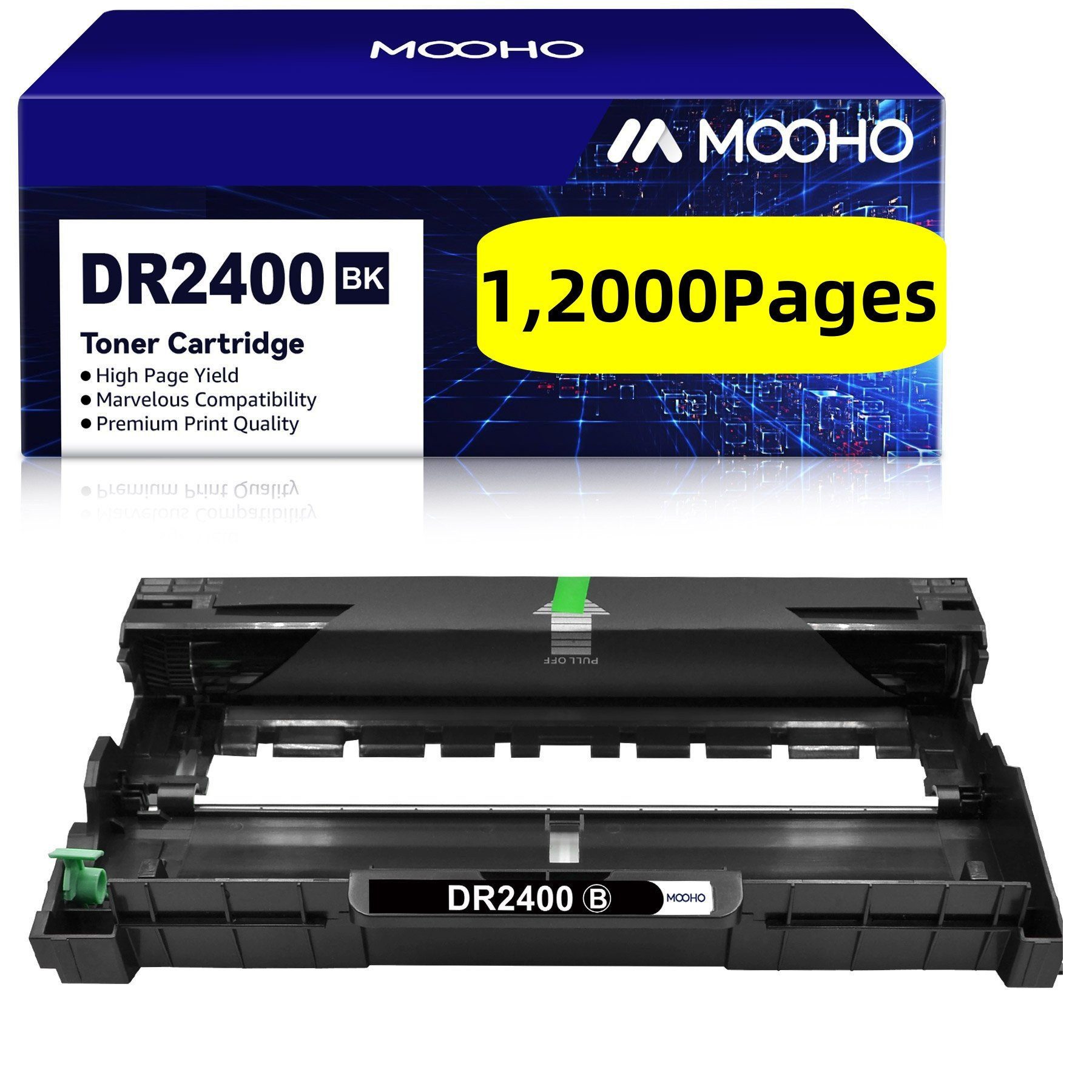 MOOHO Tonerkartusche Schwarz Trommeleinheit DR-2400 für Brother TN 2420 DR2400, (DCP-L2110 DCP-L2510 DCP-L2530 DCP-L2537 DCP-L2550 HL-L2310 HL-L2350), MFC-L2710 MFC-L2730 MFC-L2750
