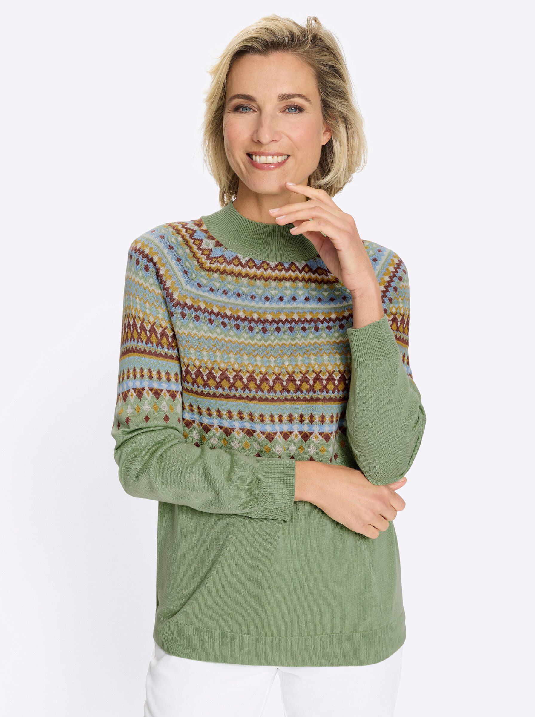 Sieh an! Strickpullover Norwegerpullover Langarm Jacquard, Jersey